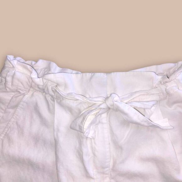 Aritzia Wilfed Womens Shorts Sz 12 White Sail Linen Short Elastic Tie Classicore - Picture 3 of 11